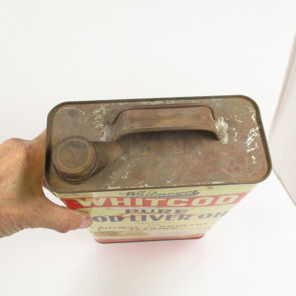 Vintage Whitmoyer Whitcod Pure Cod Liver Oil Animal & Poultry 1 Gallon Can Sign - Picture 5 of 6